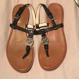 Michael Kors Black MK Logo Sandals Size 8